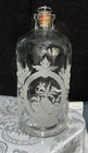 Antique Frosted Etched Glass  Floral Pattern Apothecary Bottle With Stopper