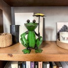 Small 5  Repurposed Recycled Vintage Scrap Metal Sitting Umbrella Frog Statue