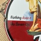 Vintage 7up Soda Beverage Pin-up Advertisement 12 Inch Porcelain Enamel Sign