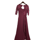 Elegant Burgundy Lace Chiffon Evening Gown 6 Formal Dress Mother Of The Bride