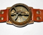 Compass Sundial Brass Watch Wrist Antique Vintage Nautical Leather Steampunk