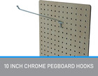 10 Inch Chrome Pegboard Hooks - 20 Pack Of Peg Board Hooks - Durable Pegs For Pe