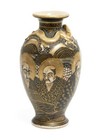 Antique Japanese Satsuma Ware Vase With Rakan   Dragon Signed Maruni