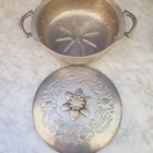 Everlast Hand Hammered Forged Metal Aluminum Covered Serving Bowl Vintage Flower
