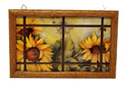Wood Framed Sunflower Ceramic Tile Art Bee Dragonfly Wall Hanging Decor 11 l