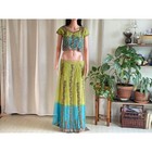 G3 Green Blue Ombre Beaded Zardozi Embroidered Lehenga Choli 2 Piece Set Size 6