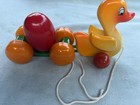 Vintage Kouvalias Wooden Duck Rolling Egg Pull Toy Handcrafted Made In Greece