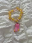 Unisex Kids Yellow   Pink Rubber Braided Charm Bracelet  Boot Dangle