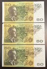 Australia  50 Unc   Unc Like 3 Banknotes