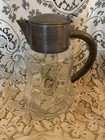 Antique Vintage German Pitcher decanter With Silver Plated Hinged Lid 10  H