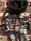 2 Canon Ae-1 Lot With Lenses  Film  Accessories  1 Camera Tested - As Is