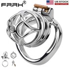 Male Chastity Cage Lock Belt Device Stainless Steel Restraint 2 Sizes Cage Bdsm