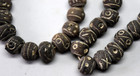 Antique Spindle Clay Beads Strand necklace 30  Long