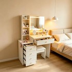 Vanity Desk Makeup Dressing Table Set W  5 Drawers Mirror And Led Lights White