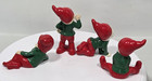 Mcm 4 Christmas Elf Gnome Santa Chalkware Figurines Kitsch Japan  Red And Green