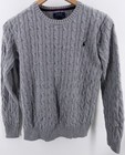 Polo Ralph Lauren Cable Knit Crewneck Sweater Kids Xl 18-20 Gray Preppy Holiday