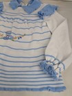 Vintage Girls Sweater Shirt Baby Toddler 3t Blue White Lamb 1970s Zipper Ruffle