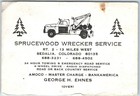 C1970s Sedalia Co Sprucewood Wrecker Service Towing Business Card Pike Ehnes