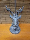 Rare Cast Iron Deer Door Stop Or Porter With Long Handle  Elk  Buck  Whitetail