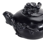 Vintage Chinese Carved Marble Hardstone Teapot Bamboo Black China