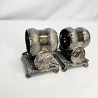 Antique Roger Smith   Co Silver Plate Napkin Ring Set  208 Victorian Fans Birds 