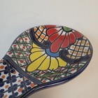 Hand Painted Ceramic Spoon Rest Floral Talavera Style Mexico Kitchen Decor