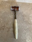 Vintage 11    Wooden Gavel W  Metal Ends Auctioneer Judge Meeting Hammer Retro 