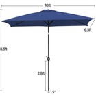 6 5x10ft Rectangular Outdoor Patio Umbrella Large Market Umbrella Button Tilt
