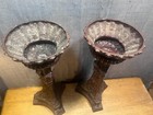 Vintage Pair Of 2 Maitland Smith Cast Iron Heavy Bronze Candle Holders Set Rare
