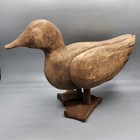 Vintage Hand Carved Duck - Rustic  Primitive Look Natural Wood 6 Inch Tall