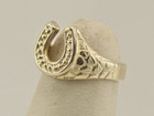 Precious 14k Yellow Gold Textured Horseshoe Baby Ring Size 1