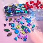 Illuckai 7 Shapes Iridescent Glass Mosaic Tiles For Crafts  Black 