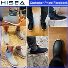 Hisea Men Ankle Rain Boots Wide Toe Neoprene Rubber Waterproof Fishing Deck Boot