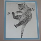 Vintage Cat Clothesline Print Erik Parbst Beaded Wood Frame 22x20