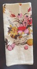 Vintage Mcm Fruit And Flower Basket Linen Kitchen Tea Towel