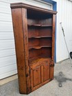 Antique Colonial Wormwood Pine Corner Cabinet Circa Early 1800 s