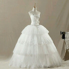 Elegant Wedding Dresses Strapless Tiered Lace Beading Floor Length Bridal Gowns
