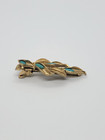Vintage Hair Clip Gold Tone With Blue Stones