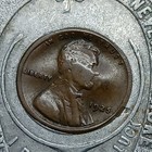 Encased 1925 Wheat Cent  appear Shot keep Me And Never Go Broke Good Luck Token 