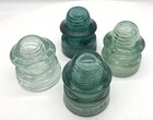 Lot Of 7 Vintage Glass   Ceramic Electrical Insulators  Brown  Blue Green  Clear
