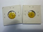Two Vintage Smiling Sun Buttons 