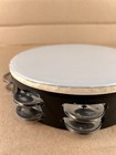 Vintage Remo Economy Tambourine 8  Double Row Black White Drum Head