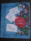 Unsigned 1950s Vintage Greeting Card 6-panel Pull-out Anniversary Pansies  Roses
