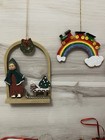 55 Vtg Wooden Christmas Tree Ornaments Large Lot Santa Snowmen Angels Trains
