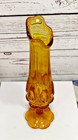 Vintage Mcm Yellow Amber Glass Footed Swung Art Glass Vase 11  Tall
