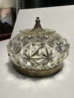 Rare  Antique 1930-40s Flush Mount Crystal   Brass Ceiling Light Fixture Vintage