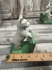 Vintage Cast Iron Dog Bookends Pair Westie Scottie Terrier White Green