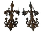 Cast Iron Ornate Gothic Double Wall Sconces Candle Holder   pair   rare 
