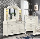 Classic Luxury 5pc Queen Size Bedroom Set Upholstered Bed  Crisp White Finish