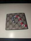 Gucci Gg Supreme Snake Bifold Wallet W  Id Window Beige brown Red blue